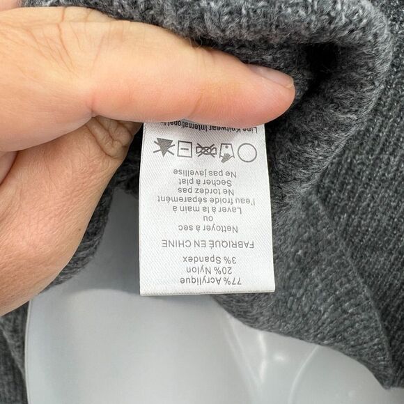 John & Jenn Varsity Stripe Gray Pink Mock Neck Pullover Sweater Top Large NEW - Picture 10 of 11